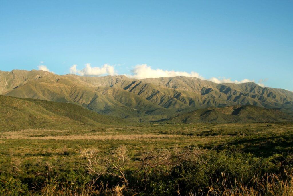 Landscape of the Sierras de Cordoba Argentina. Latin America. Valley of Punilla. Landscape of mountains and green valleys. Cordoba
